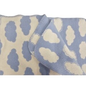Pottery Barn Kids Cloud Fleece Baby Blanket Blue White Soft Comfort